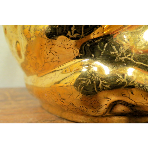 Vintage Swan Planter Hand Painted 22 Kt Gold Pearl China Co Flower Designs - Picture 5 of 6